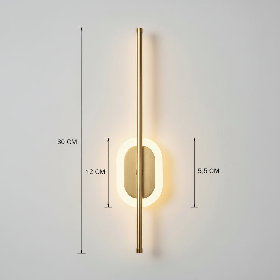Modern Dual LED Mirror Wall Light | Champagne Gold Linear Halo Fixture