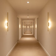 Modern Dual LED Mirror Wall Light | Champagne Gold Linear Halo Fixture