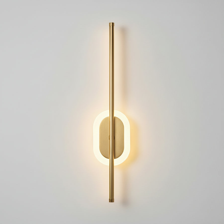 Modern Dual LED Mirror Wall Light | Champagne Gold Linear Halo Fixture