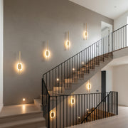 Modern Dual LED Mirror Wall Light | Champagne Gold Linear Halo Fixture