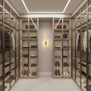 Modern Dual LED Mirror Wall Light | Champagne Gold Linear Halo Fixture