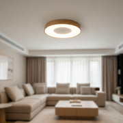 38cm Wooden LED Ceiling Light | 3 Color Changing Flush Mount | Modern Round Surface Light