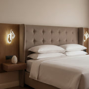 Crystal Leaf 3-Color LED Wall Light | Champagne Gold Designer Sconce | Warm, Neutral & Cool White Modes