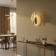 Crystal Leaf 3-Color LED Wall Light | Champagne Gold Designer Sconce | Warm, Neutral & Cool White Modes