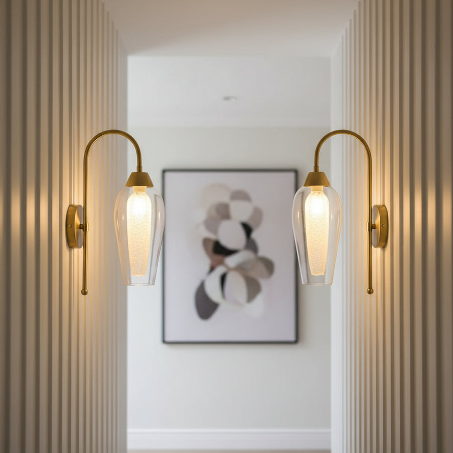 Modern Gold Glass Wall Light | G9 Decorative Wall Sconce | Coral Tree