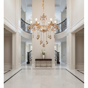 Luxury Champagne Glass Crystal Chandelier | Elegant 6-Arm Ceiling Hanging Light with Sparkling Crystal Droplets