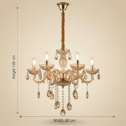 Luxury Champagne Glass Crystal Chandelier | Elegant 6-Arm Ceiling Hanging Light with Sparkling Crystal Droplets