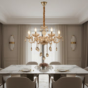Luxury Champagne Glass Crystal Chandelier | Elegant 6-Arm Ceiling Hanging Light with Sparkling Crystal Droplets