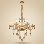 Luxury Champagne Glass Crystal Chandelier | Elegant 6-Arm Ceiling Hanging Light with Sparkling Crystal Droplets