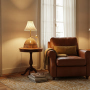 Dual-Light Rattan & Fabric Table Lamp with Brass Accent – 52 cm