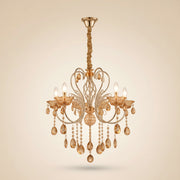 Luxury 5-Arm Crystal Chandelier | Gold Finish Ceiling Light | E14 Decorative Hanging Lamp for Living Room & Dining