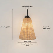 Handwoven Rattan Wall Light with Matte Black Arm – Warm Ambient Sconce
