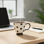 Polka Dot Ceramic Coffee Mug –Stylish Black & White Tea Cup with Handle
