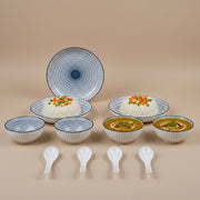 10 piece Ceramic Dinnerware Set -Elegant Blue & White Design