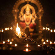 Handcrafted Antique Brass Kapoor Aarti Holder with Deity Handle | Traditional Pooja Camphor Spoon | Spiritual Ritual Décor