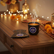 Evil Eye Ceramic Tea Cup with Dress Shape Serving Plate Set | Glossy Premium Coffee Mug Gift Set | Decorative Cup & Saucer | Set of 1