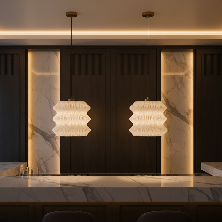 Modern Textured Pendant Light | E27 Hanging Lamp | Decorative Ceiling Light for Living & Dining