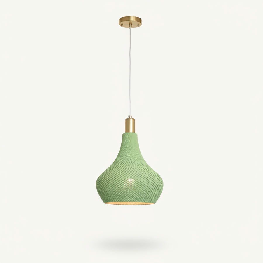 Modern Textured Pendant Light | Green E27 Hanging Lamp | Decorative Ceiling Light for Dining & Living