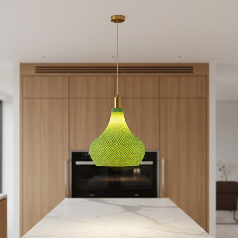 Modern Textured Pendant Light | Green E27 Hanging Lamp | Decorative Ceiling Light for Dining & Living