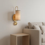 Luxury Fabric Shade Wall Light | E27 Holder | Gold Disc Designer Wall Lamp