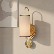 Luxury Fabric Shade Wall Light | E27 Holder | Gold Disc Designer Wall Lamp