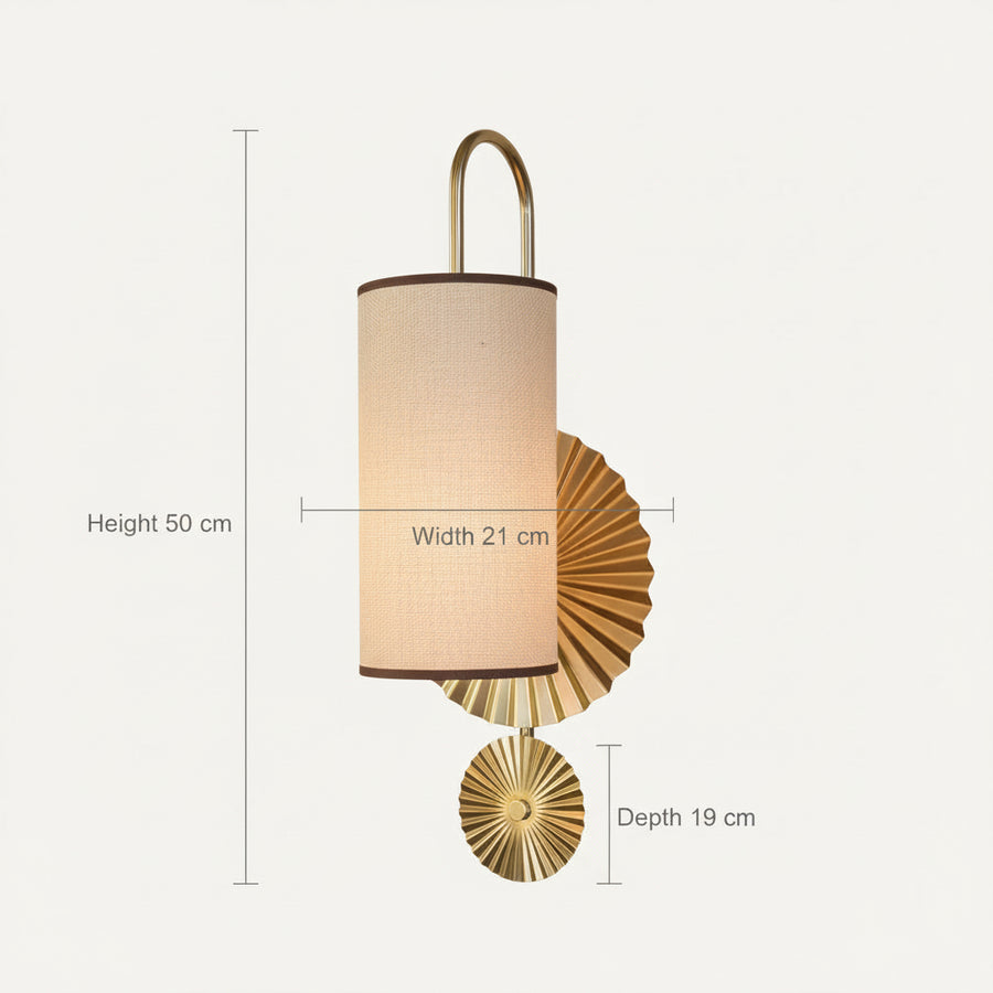 Luxury Fabric Shade Wall Light | E27 Holder | Gold Disc Designer Wall Lamp