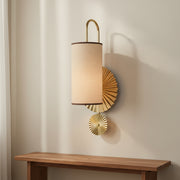 Luxury Fabric Shade Wall Light | E27 Holder | Gold Disc Designer Wall Lamp