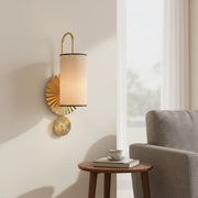 Luxury Fabric Shade Wall Light | E27 Holder | Gold Disc Designer Wall Lamp
