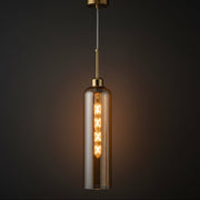 Modern Glass Pendant Light with Gold Finish & T30 Bulb | Adjustable Hanging Ceiling Lamp (41 cm Shade)