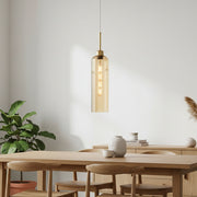 Modern Glass Pendant Light with Gold Finish & T30 Bulb | Adjustable Hanging Ceiling Lamp (41 cm Shade)