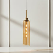 Modern Glass Pendant Light with Gold Finish & T30 Bulb | Adjustable Hanging Ceiling Lamp (41 cm Shade)