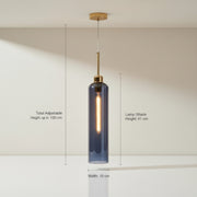 Modern Smoke Glass Pendant Light with Gold Finish & T30 Bulb | Adjustable Hanging Ceiling Lamp (41 cm Shade)