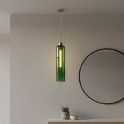 Modern Green Glass Pendant Light with Gold Finish & T30 Bulb | Adjustable Hanging Ceiling Lamp (41 cm Shade)