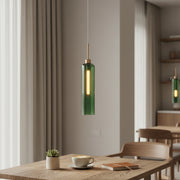Modern Green Glass Pendant Light with Gold Finish & T30 Bulb | Adjustable Hanging Ceiling Lamp (41 cm Shade)