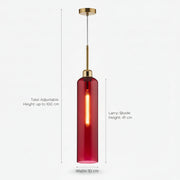 Modern Red Glass Pendant Light with Gold Finish & T30 Bulb | Adjustable Hanging Ceiling Lamp (41 cm Shade)