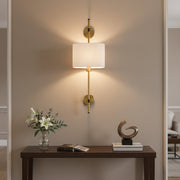 Modern Brass Wall Light with White Pleated Shade | E27 Decorative Wall Lamp