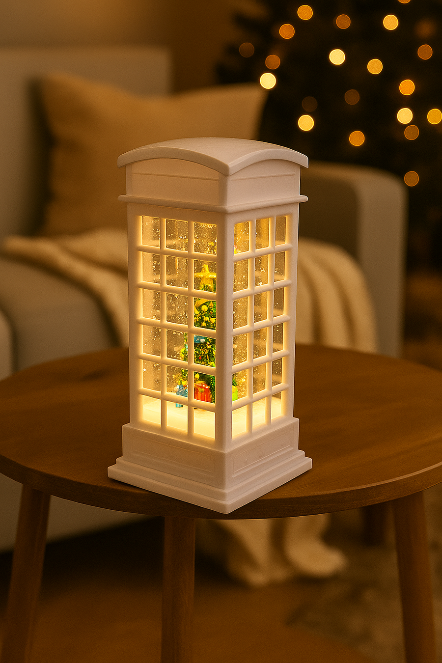 Coral Tree Christmas LED Telephone Booth Lantern – Santa / Snowman / Tree Décor