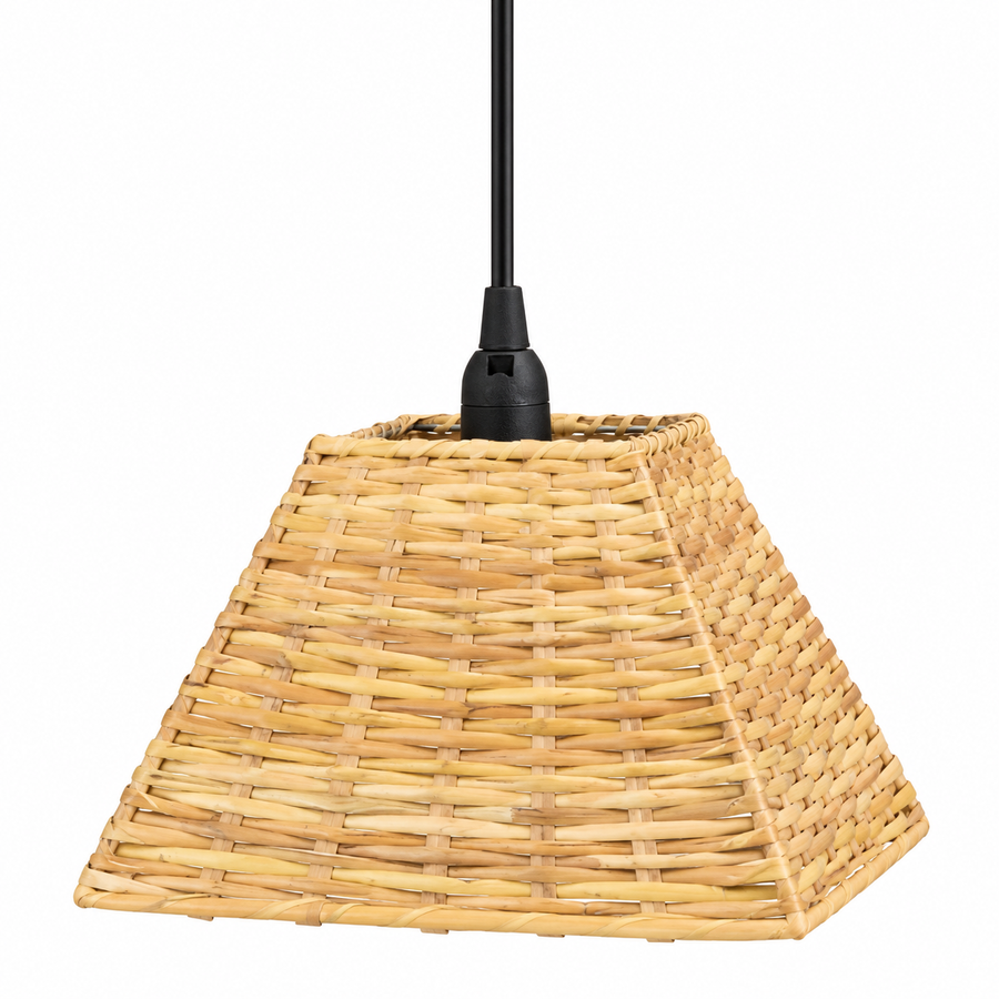 Coral Tree Natural Woven Rattan Hanging Pendant Light – Beige Boho Basket Shade | E14 Holder