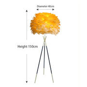 Floor Lamp Metal with Shelves Tripod with Suspended Feather Lamp shade