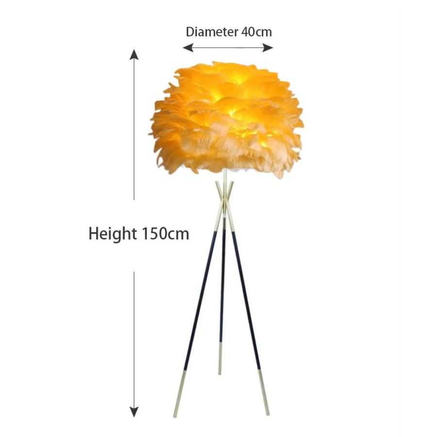 Floor Lamp Metal with Shelves Tripod with Suspended Feather Lamp shade
