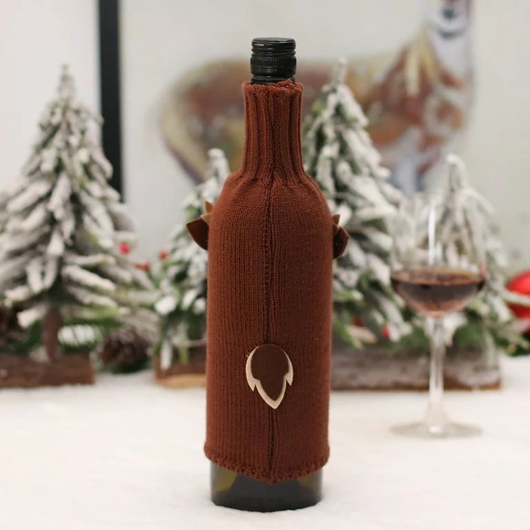 Santa and Reindeer Wine Bottle Cover(set of 2)