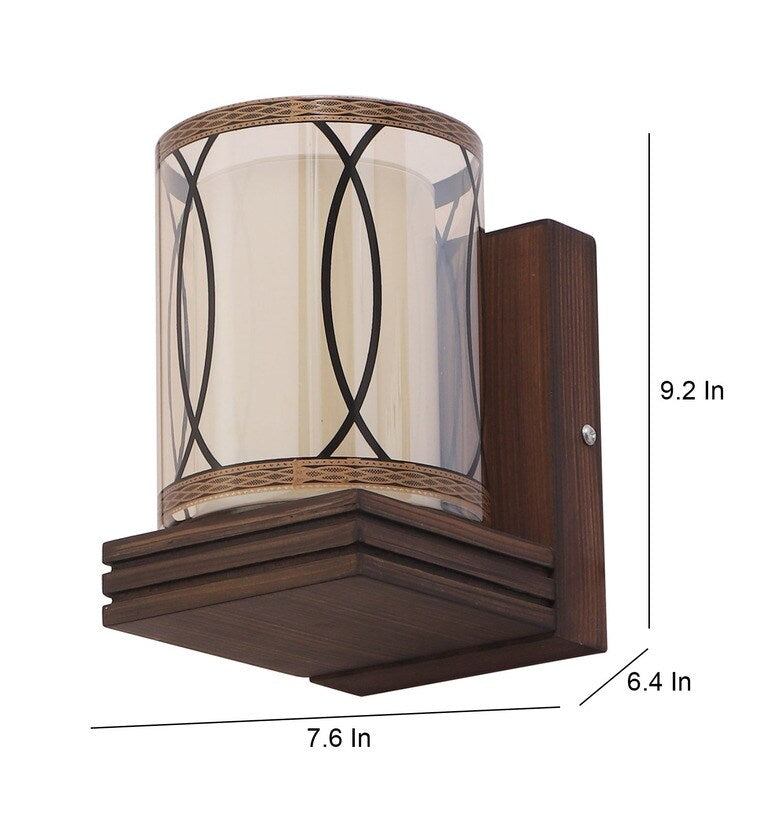 Contemporary Brown Wood Wall Light