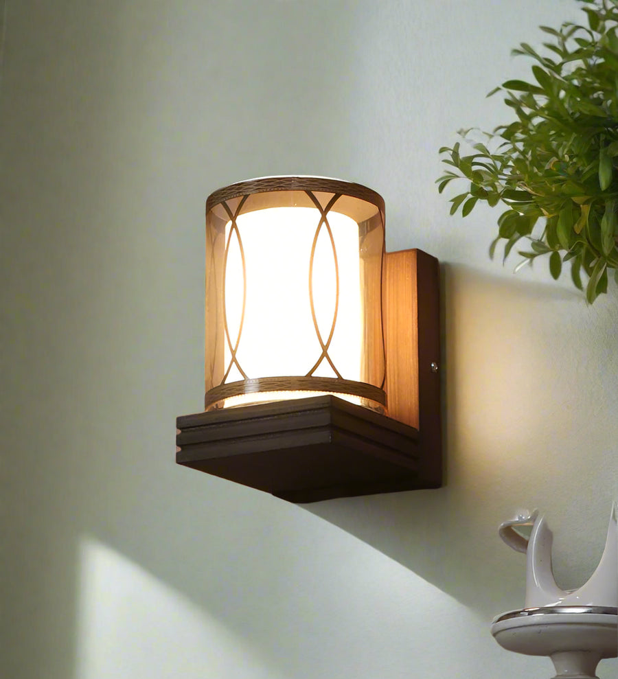 Contemporary Brown Wood Wall Light