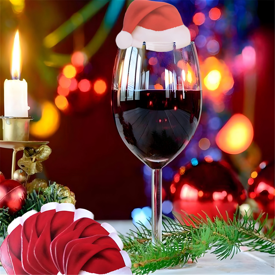 Christmas wine glass card - 10 pcs