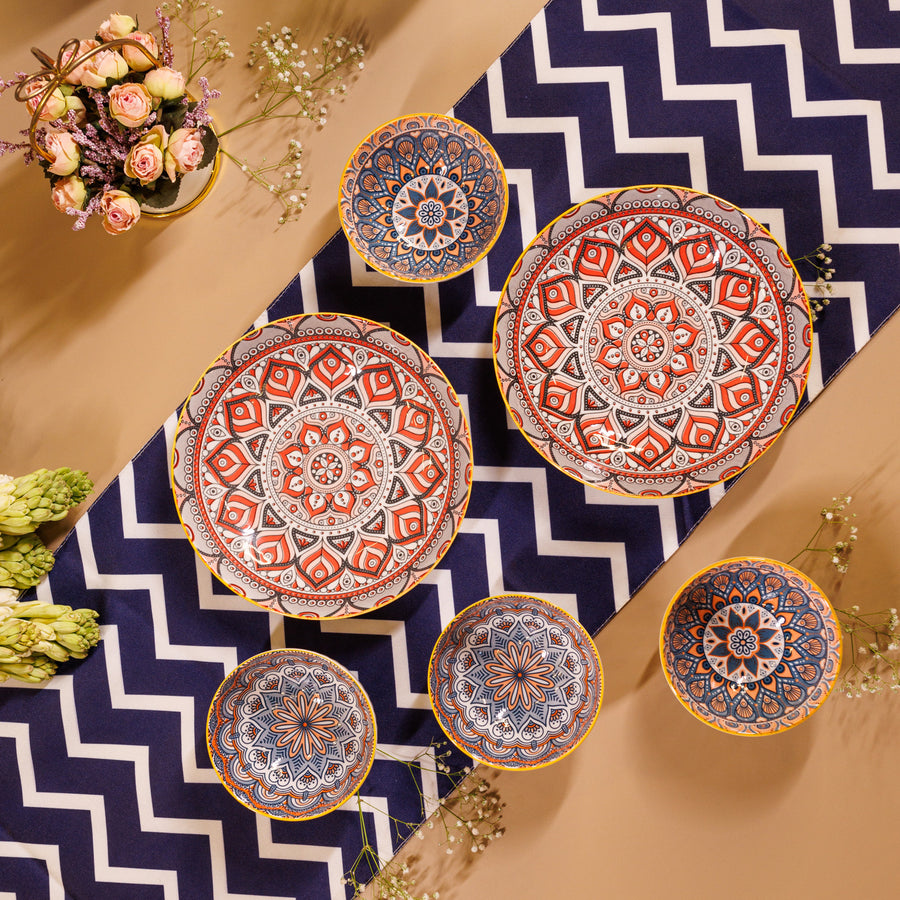 Bohemia Ceramic Plates and Bowls Sets( set of 6)