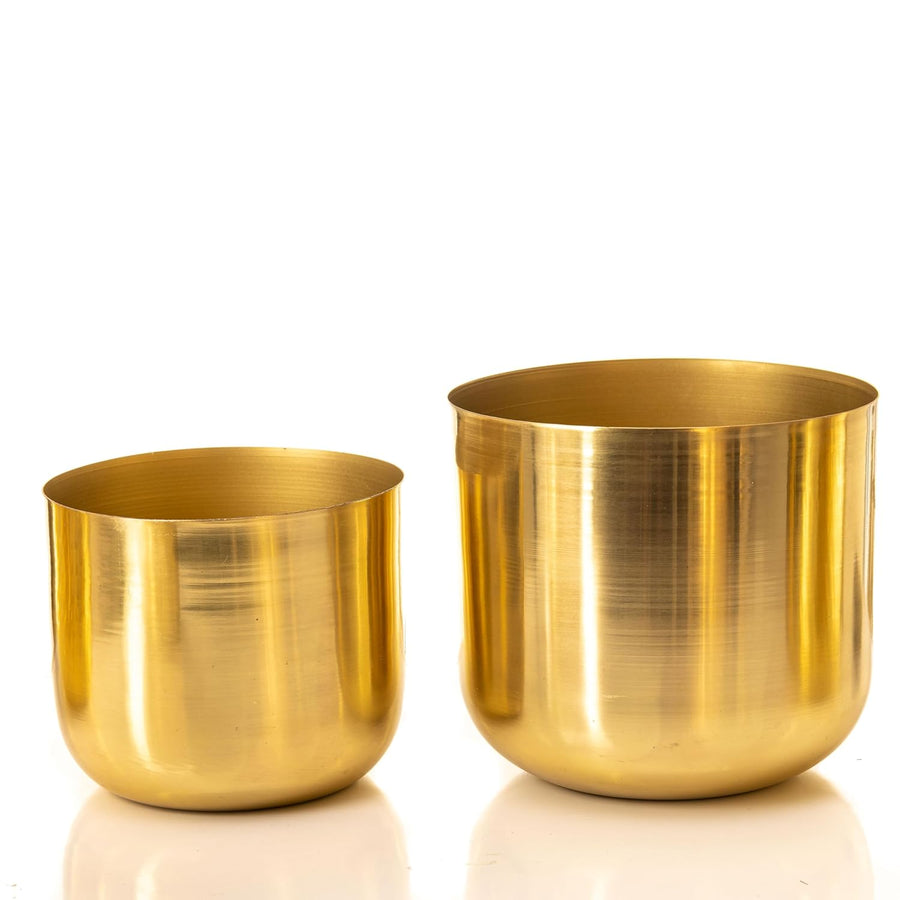 Gold Metal Planters | Big Planter & Small Planter