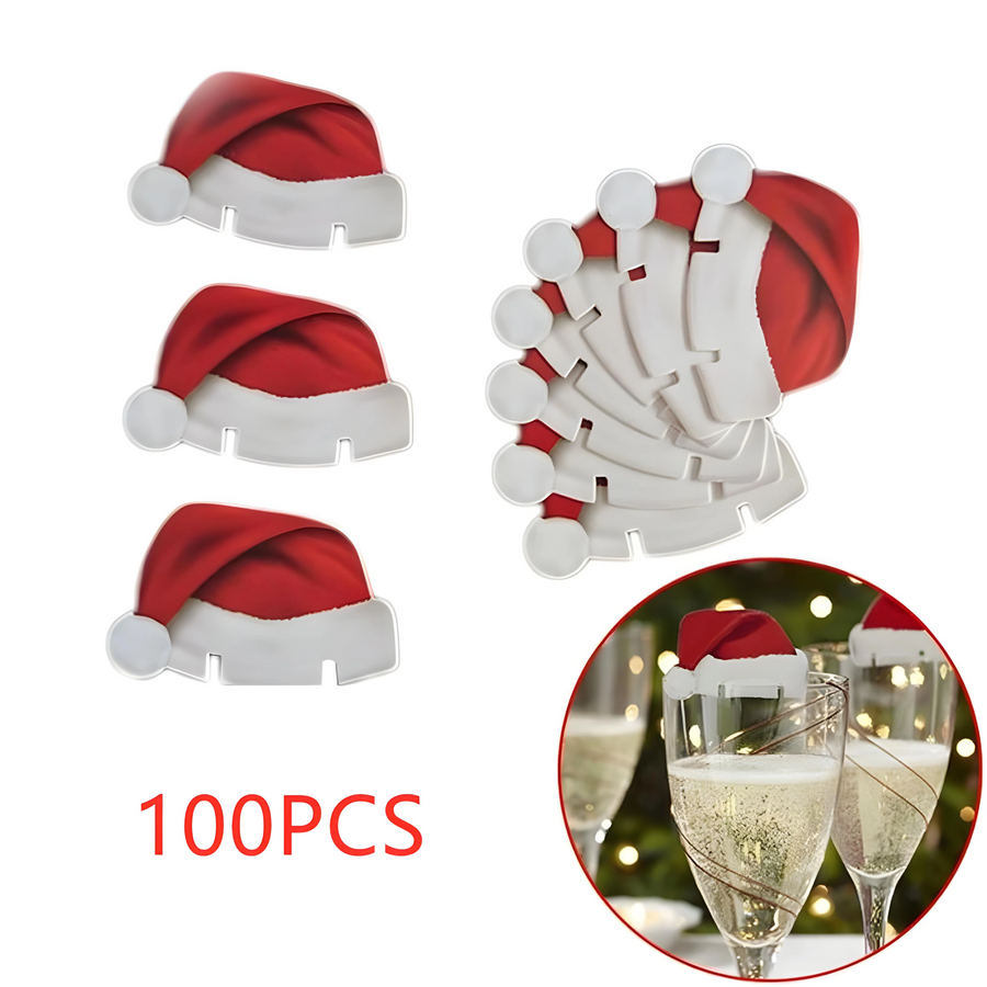 Christmas wine glass card - 10 pcs