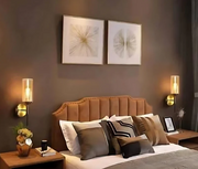 SALUTO ANTIQUE BRASS WALL LIGHT WITH GLASS GOLDEN