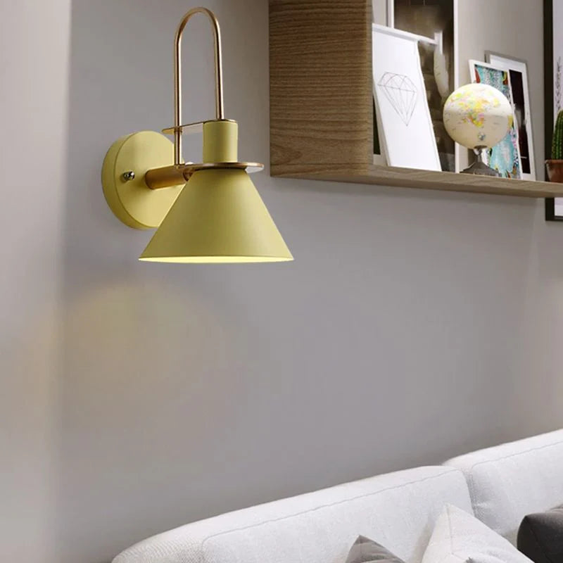 Cone Wall Sconce - Yellow Metal Wall Lamp