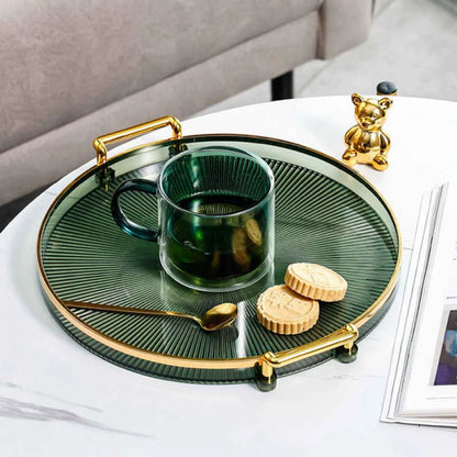 Round Decorative Tray with Handles